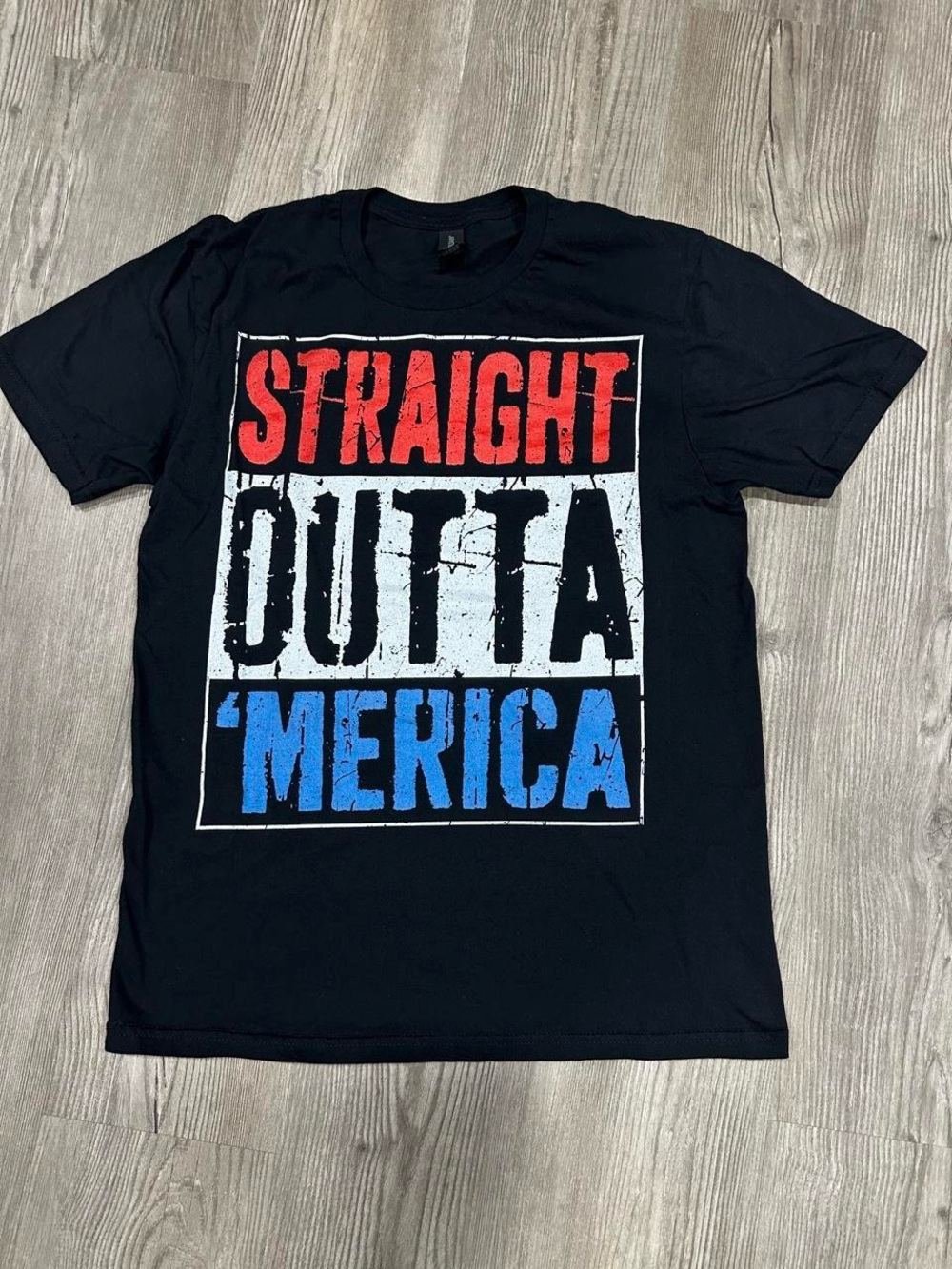 Men's Black 'Straight Outta 'Merica' Graphic T‑Shirt